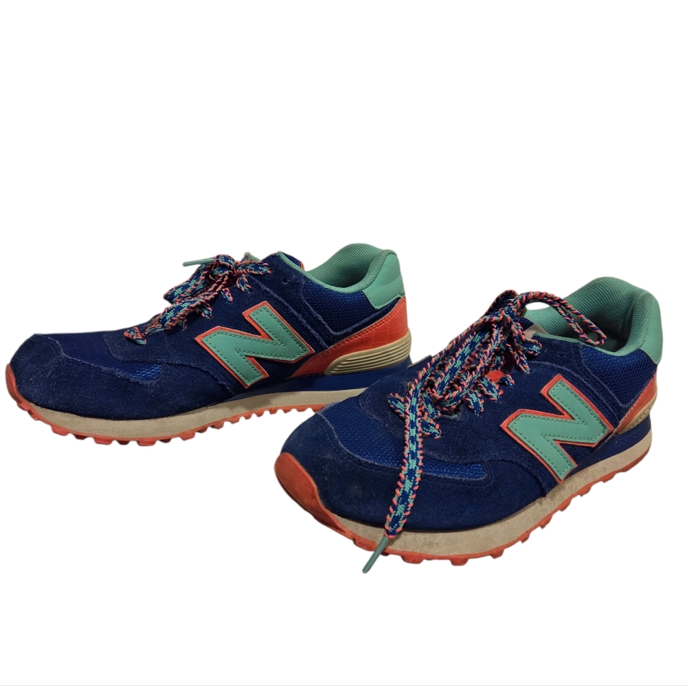 New Balance 574 Blue Candy Sneakers Shoes Colorful Women's 9.5 Lace Up Trainers - Picture 2 of 7